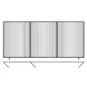 Grayscale linear pattern graphic with three vertical sections, black border, and horizontal base extensions; parallel lines create a textured effect.