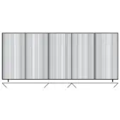 Grayscale schematic diagram of six rectangular blocks with ribbed texture, supported by a lined base with triangular ends, on a white background.