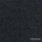 Anthracite fabric sample displays a dense, repeating floral pattern in light gray, with a tightly woven, granular texture and “VESCOM” branding.
