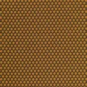 Geometric textile sample in mustard yellow and charcoal gray features a woven, repeating hexagon grid pattern; Vescom rolla collection.