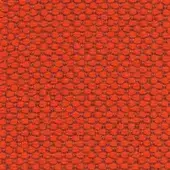 Coral red woven fabric texture, Merit 37 by Miniforms/Maharam, features a dense grid of raised circular elements and a structured weave.