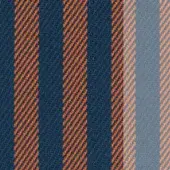 Woven textile sample, navy blue and orange striped fabric, diagonal weave pattern in grid layout, miniforms voulez vous tiramisu collection.