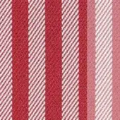 Miniforms fabric sample, red and white striped textile, vertical pattern with nubby texture and diagonal weave details.