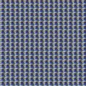 Maharam Oxbow Trope textile, geometric pattern in dusty blue, beige, and brownish-blue tones, woven thread texture, studio lighting.