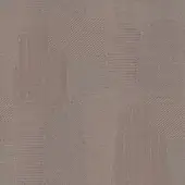 Geometric textile sample in tobacco brown features woven diagonal lines within irregular blocks, creating a textured, abstract architectural pattern.