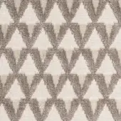Geometric textile sample, dark brown and cream, repeating triangle pattern with textured weave; Dedal “g” collection, miniforms “amuleto alabastro”.