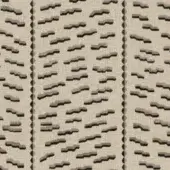 Dedar fabric, Tiger Beat Fumo pattern, beige and gray vertical stripes with angular, abstracted shapes and subtle linear details.