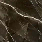 Calacatta Black porcelain stoneware texture with white veining, matte finish, and subtle gray-brown tonal variations mimicking natural marble.