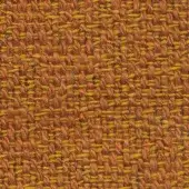 Woven fabric texture, ochre and burnt orange tones, complex basketweave pattern with raised nubby yarns and subtle text detail.