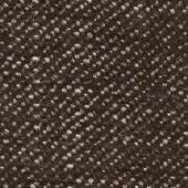 Woven fabric sample, brown and cream, with a dense diagonal grid pattern and raised circular texture; subtle text integrated within.