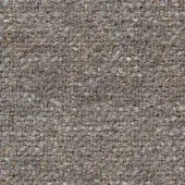 Woven fabric sample, shark gray and tan-brown, heathered texture with visible knots and printed label detailing color and product category.