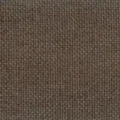 Brown woven fabric sample displaying a dense grid pattern with tonal variations, matte finish, and a visible textile code label.