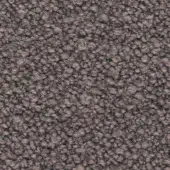 Dark gray looped pile fabric texture with heathered tonal variations, displaying a plush, dense weave and visible fabric label details.