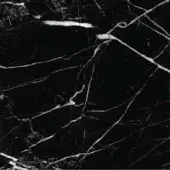 Black Marquina marble texture with dense white veining, polished finish, and irregular organic patterns creating a dramatic stone surface.