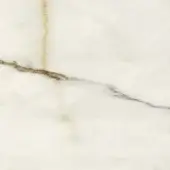 Calacatta Gold marble texture m04, creamy white with grey veining, diagonal brown vein, and subtle porous surface detail.