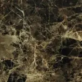 Emperador M01 marble texture with dark brown base, creamy-beige and gold veining, polished finish, and fine hairline fractures.