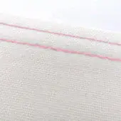 Light beige canvas fabric with diagonal stitching, featuring two parallel lines of ral3005 light pink thread and a tight, even weave.