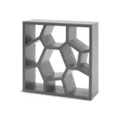 Distinguished Casamania Opus Incertum bookcase with interconnected geometric shapes in expanded polypropylene and matte medium gray finish