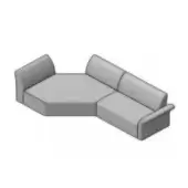 Gray sectional sofa, rectilinear design, L-shape configuration, matte fabric upholstery, low profile, studio product shot, white background.