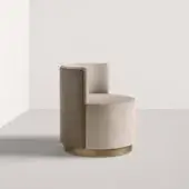 Distinguished Frag Clubby lounge chair crafted in Italy with beige textile and taupe saddle leather upholstery on a smooth wooden base