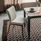 Refined Cattelan Italia Sofia chair with natural beech wood frame and light beige leather-textured upholstery with matte finish