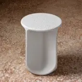 Exceptional Miniforms Pinto side table with speckled white surface and fragments of marble within its cylindrical form
