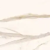 Calacatta Gold marble texture with creamy white background, featuring flowing gold and light brown veins in a polished, organic pattern.