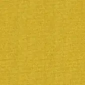 Woven fabric sample in muted mustard yellow, displaying a dense, irregular texture and matte finish, likely linen or blend for upholstery.
