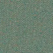 Flax fabric sample, muted teal and light gray heathered weave, dense plain texture with pale yellow strands, Camira Main Line Flax collection.