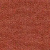 Terracotta orange flax fabric with a dense, rectilinear weave and heathered texture, accented with muted rose-pink threads.
