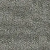 Flax fabric sample, heathered gray with blue and beige flecks, dense rectilinear weave, matte finish, Camira Main Line collection.