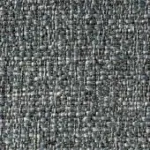 Woven fabric sample, gray and blue tweed texture, dense construction with green strands, Lapalma Sorrento 606 label visible.