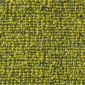 Green woven fabric sample displaying a speckled texture, horizontal and vertical threads, and a label reading “lapalma > fabric (b) > b – sorrento rada.”