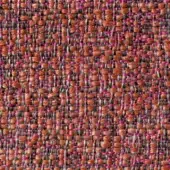 Woven tweed fabric with rusty orange, gray, and pink linear pattern; dense, nubby texture; matte finish; lapalma Sorrento 902 sample.
