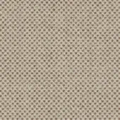 Woven fabric sample, light beige and umber brown, featuring a repeating circular perforation pattern with a matte finish.