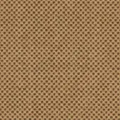 Fabric sample, light tan textured weave, with repeating circular perforations in darker brown; umber 61279, Lapalma Gabriel collection.