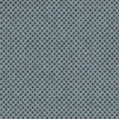Light blue textile with repeating warm brown circular motifs, featuring a raised, nubby weave; wool-blend upholstery fabric, umber 66252.