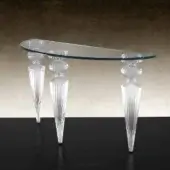 Distinguished Reflex Gran Canal console with shaped glass top and fluted Murano glass legs