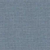 Woven fabric sample in blue-gray, exhibiting a dense, matte texture with subtle heathering and uniform weave; reference label present.