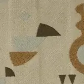 Regate fabric sample, beige and brown geometric pattern, woven texture with triangles, diamonds, and curved shapes, matte finish.