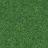 Artificial green grass texture with uniform color and dense blades, displaying a consistent carpet-like surface and a fabric label.