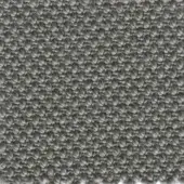Gray woven fabric texture with a cut-pile loop and linear pattern, heathered tonal variations, and small steelcut textile identification.