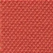Steelcut fabric texture, coral-red color, with dense nubby weave and raised circular nodes creating a three-dimensional surface.