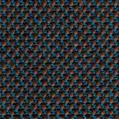 Woven fabric texture, dark brown and teal blue, repeating vertical loop pattern with horizontal grid, dense nubby weave.