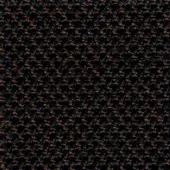 Black woven fabric texture, Steelcut Trio col. 395, features dense knots and loops with earthy brown flecks, a matte, nubby weave.