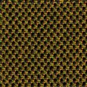 Woven fabric sample, steelcut trio col. 465, black, olive, and brown tones, dense looped texture, slightly raised nubby surface.