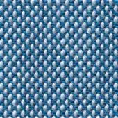 Woven fabric texture, blue, gray, and lavender yarns, tight grid pattern, durable construction, “steelcut trio col. 733” label visible.