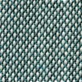 Woven fabric texture, gray and turquoise yarns, plain weave grid pattern, subtle sheen, labeled “steelcut trio” col. 815 by bross.