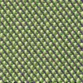 Woven fabric texture, green and purple threads, dense grid pattern with knotted yarn intersections, muted yellowish-green and deep purple tones.