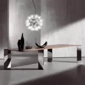 Distinguished Acerbis Axis table with light-toned wood top and painted silver metal frame